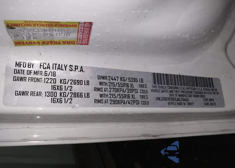 2018 Ram Promaster City Tradesman Slt z USA, uszkodzony, nr VIN ZFBERFBB9J6L39404